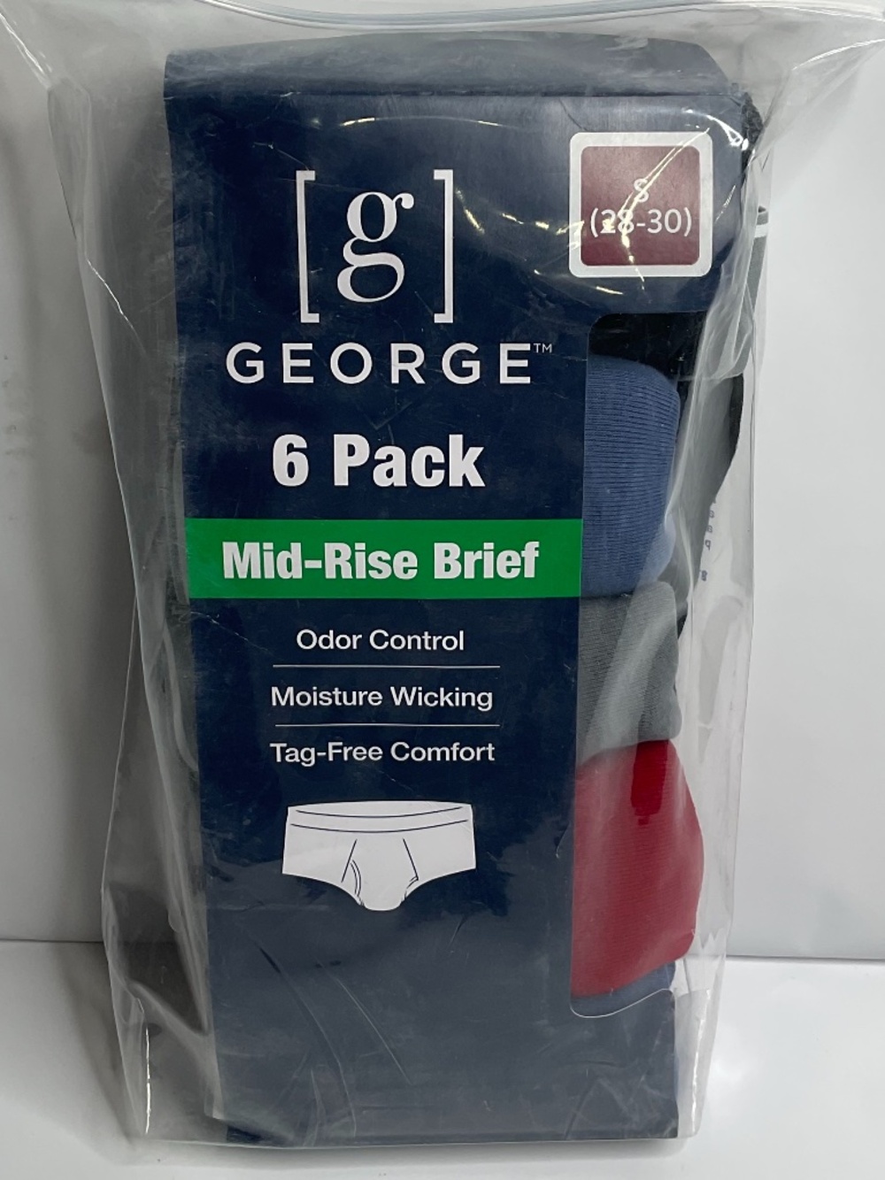 George Men’s Cotton Blend Mid-Rise Brief  S (28-30) 6 Pack
